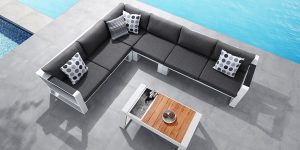 Muebles de jardín de aluminio, sofá esquinero